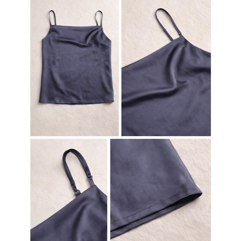 Dress Forum Navy Satin-Look Cami with Slim Straps